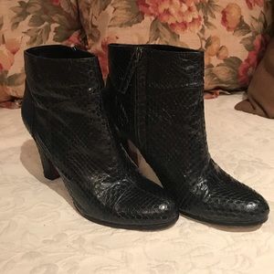 Snakeskin Booties, Black